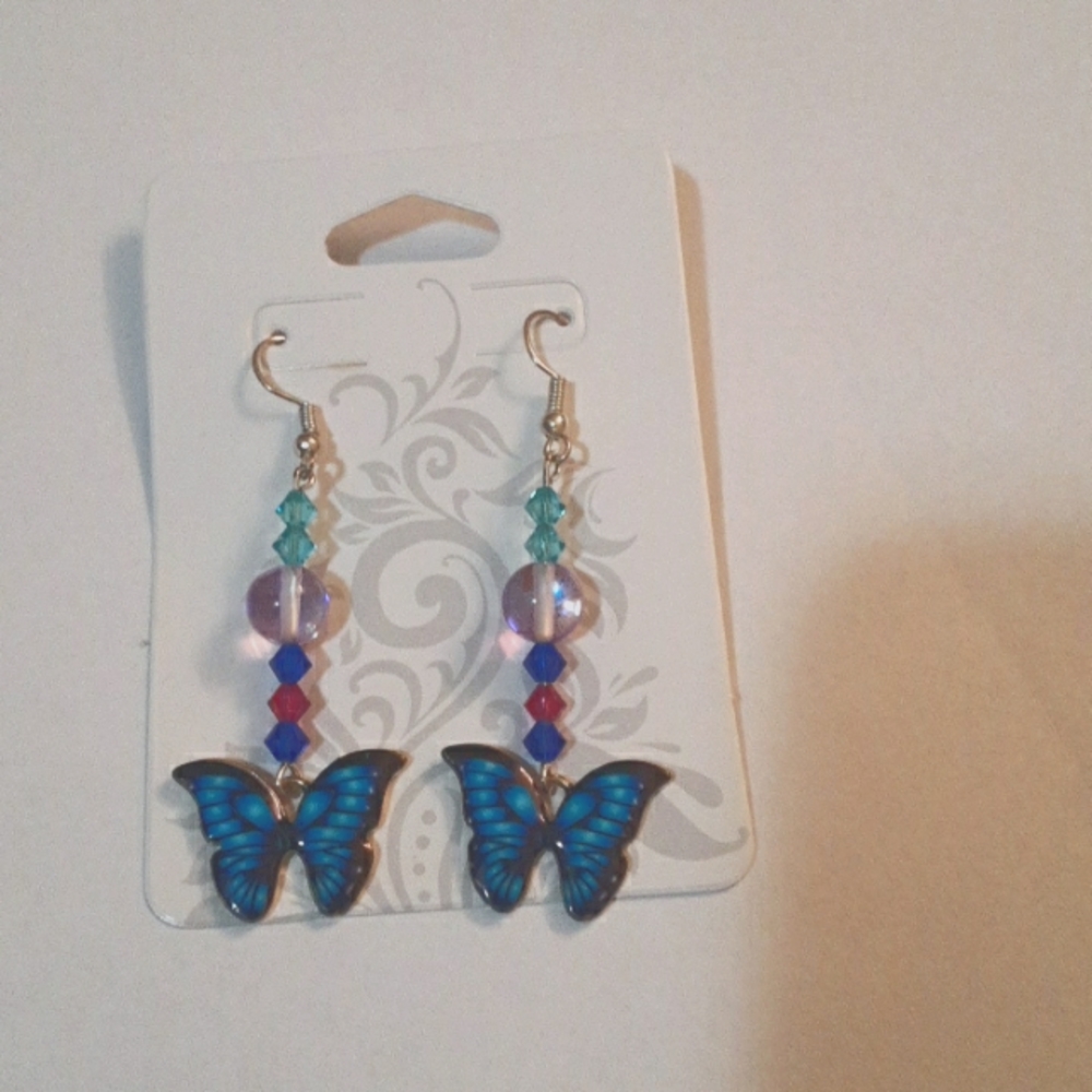 Butterfly Earrings Crystal & Glass beads Kyork Jewelry